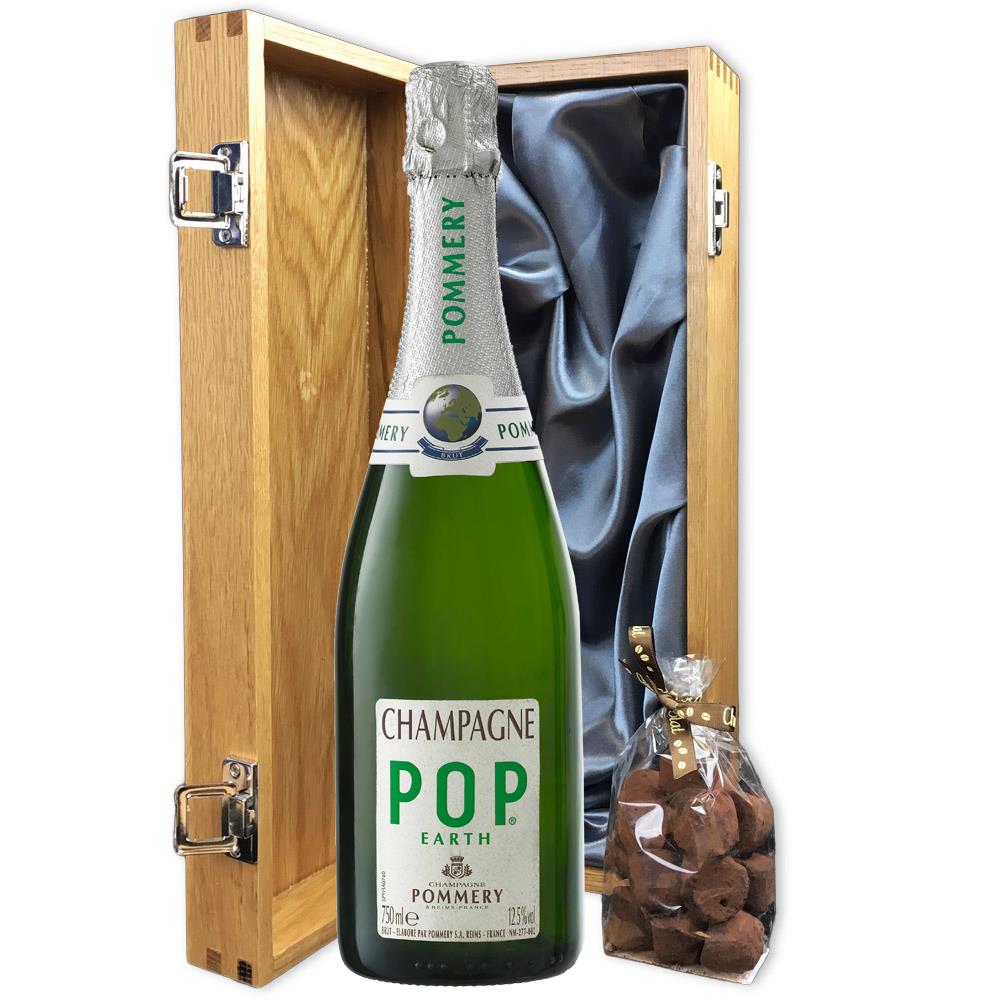 Pop Earth Champagne 75cl And Chocolates Box in a Luxury box | Bottled & Boxed