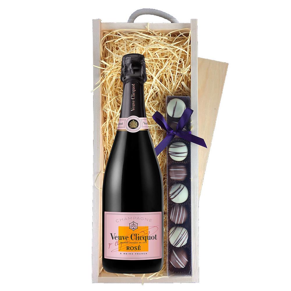 Veuve Clicquot Rose Champagne Reims 37.5 cl in a Deluxe Wooden Champagne  Box 
