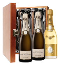 Buy & Send 2 x Louis Roederer Collection 242 And 1 Cristal Brut Treble Luxury Gift Boxed Champagne