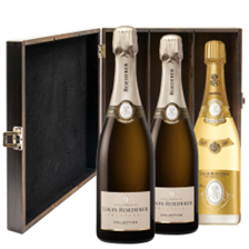 Buy & Send 2 x Louis Roederer Collection 244 And 1 Cristal Brut Treble Luxury Gift Boxed Champagne