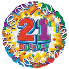 Buy & Send Happy 21st Birthday Helium Balloon