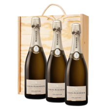 Buy & Send 3 x Louis Roederer Collection 243 Champagne 75cl Treble Wooden Gift Boxed Champagne