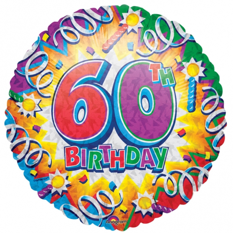 Buy & Send Happy 60th Birthday Helium Balloon