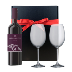 Buy & Send Afrikan Ridge Merlot 75cl And Bohemia Glasses In A Gift Box