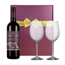 Buy & Send Afrikan Ridge Merlot 75cl Red Wine And Bohemia Glasses In A Gift Box