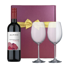 Buy & Send Alpino Montepulciano d'Abruzzo 75cl Red Wine And Bohemia Glasses In A Gift Box