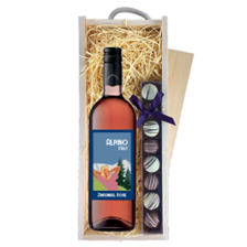Buy & Send Alpino Pink Zinfandel Rose Wine & Truffles, Wooden Box