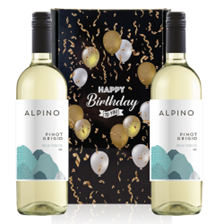 Buy & Send Alpino Pinot Grigio 75cl White Wine Happy Birthday Wine Duo Gift Box (2x75cl)