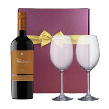 Buy & Send Altitudes Malbec Gran Reserva 75cl Red Wine & Wine Glasses Gift Box