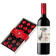 Buy & Send Altitudes Reserva Cabernet Sauvignon 75cl Red Wine and Assorted Box Of Heart Chocolates 215g