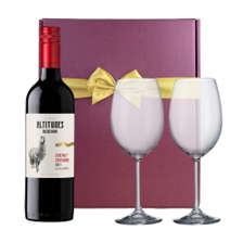 Buy & Send Altitudes Reserva Cabernet Sauvignon 75cl Red Wine And Bohemia Glasses In A Gift Box