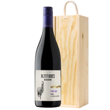 Buy & Send Altitudes Reserva Pinot Noir 75cl Red Wine in Wooden Sliding lid Gift Box