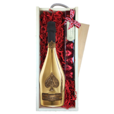 Buy & Send Armand de Brignac Brut Gold 75cl & Chocolate Praline Hearts, Wooden Box