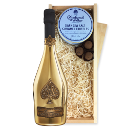 Buy & Send Armand de Brignac Brut Gold 75cl And Dark Caramel Sea Salt Charbonnel Chocolates Box