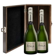 Buy & Send Ayala Brut Nature Champagne 75cl Double Elm Wood Gift Boxed (2x75cl)