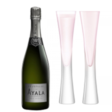 Buy & Send Ayala Brut Nature Champagne 75cl with LSA Blush Flutes
