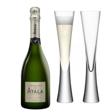 Buy & Send Ayala Brut Nature Champagne 75cl with LSA Moya Flutes