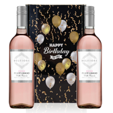 Buy & Send Belfiore Pinot Grigio Blush Rose Wine Happy Birthday Wine Duo Gift Box (2x75cl)