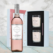 Buy & Send Belfiore Pinot Grigio Blush Rose Wine With Love Body & Earth 2 Scented Candle Gift Box