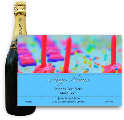 Buy & Send Jules Feraud Brut With Personalised Champagne Label Cake & Candles