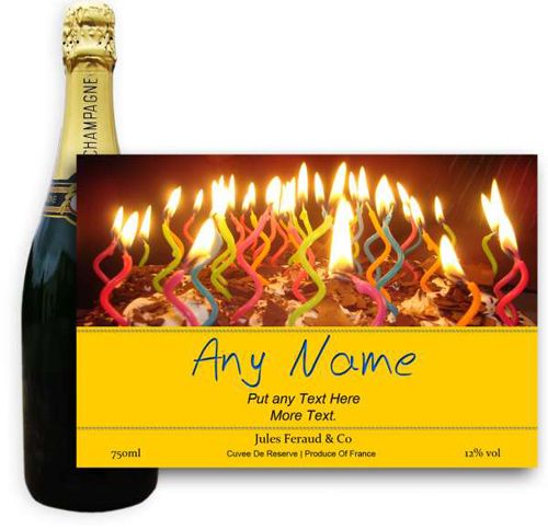 Buy & Send Jules Feraud Brut With Personalised Champagne Label Candles