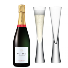 Buy & Send Boizel Brut Reserve NV Champagne 75cl with LSA Moya Flutes