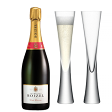 Buy & Send Boizel Brut Reserve NV Champagne 75cl with LSA Moya Flutes
