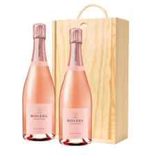 Buy & Send Boizel Rose  NV Champagne 75cl Two Bottle Wooden Gift Boxed (2x75cl)