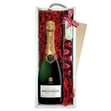 Buy & Send Bollinger Brut Special Cuvee Champagne 75cl & Chocolate Praline Hearts, Wooden Box
