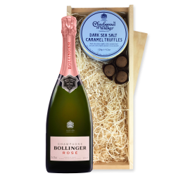 Buy & Send Bollinger Rose Champagne 75cl And Dark Caramel Sea Salt Charbonnel Chocolates Box