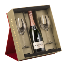 Buy & Send Bollinger Rose Champagne & 2 Branded Flutes Champagne Gift set