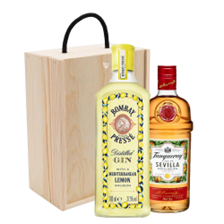 Buy & Send Bombay Citron Gin & Tanqueray Orange Gin Double Pine Wooden Gift Boxed (2x70cl)