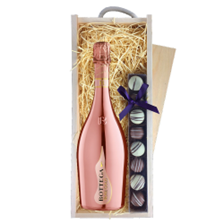 Buy & Send Bottega Gold Rose Sparkling 75cl & Truffles, Wooden Box