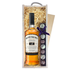 Buy & Send Bowmore 12 Year Old Whisky 70cl & Truffles, Wooden Box