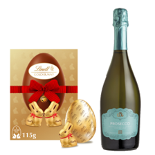 Buy & Send Cantina del Garda Spumante Prosecco DOC 75cl and Lindt Lindor Gold Bunny & Milk Chocolate Easter Egg 115G