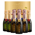 Buy & Send Case of 6 Mini Champagne Moet Brut and Moet Rose 20cl with Lindt Chocolates 193g
