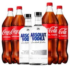 Buy & Send Case of 6 with Absolut Blue Vodka 70cl and Coca-Cola Mixer