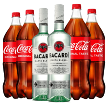 Buy & Send Case of 6 with Bacardi Carta Blanca Rum 70cl and Coca-Cola Mixer