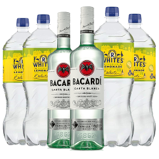 Buy & Send Case of 6 with Bacardi Carta Blanca Rum 70cl and Lemonade Mixer
