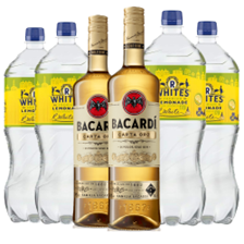Buy & Send Case of 6 with Bacardi Carta Oro Superior Gold Rum and Lemonade Mixer