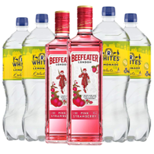 Buy & Send Case of 6 with Beefeater Pink Strawberry Gin 70cl and Lemonade Mixer