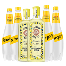 Buy & Send Case of 6 with Bombay Citron Presse Lemon Gin 70cl and Tonic Mixer