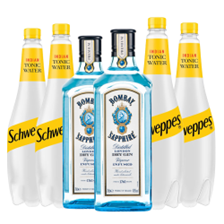 Buy & Send Case of 6 with Bombay Sapphire Gin 70cl and Tonic Mixer