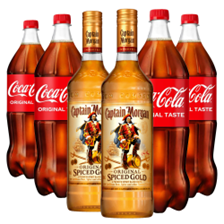 Buy & Send Case of 6 with Captain Morgans Spiced Rum and Coca-Cola Mixer