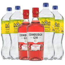 Buy & Send Case of 6 with Edinburgh Raspberry Gin 70cl and Lemonade Mixer