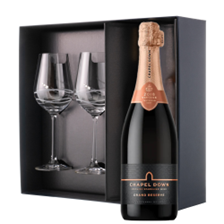 Buy & Send Chapel Down Grand Reserve Brut English Sparkling 75cl And Diamante Venezia Glasses Gift Box Set