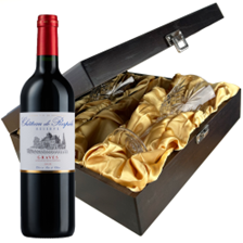 Buy & Send Chateau de Respide Bordeaux 75cl Red Wine And Glasses In Luxury Presentation Box