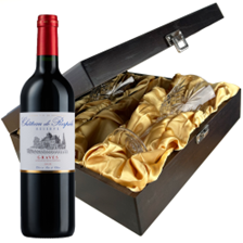 Buy & Send Chateau de Respide Bordeaux 75cl Red Wine In Luxury Box With Royal Scot Wine Glass