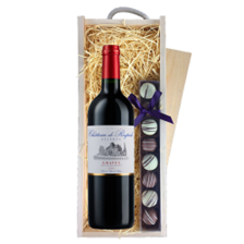 Buy & Send Chateau de Respide Bordeaux 75cl Red Wine & Truffles, Wooden Box
