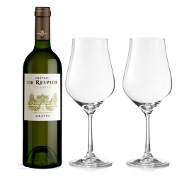Buy & Send Chateau De Respide Bordeaux Blanc 75cl And Crystal Classic Collection Wine Glasses